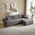 L Shape Sectional Sofa Corduroy Couches Modular Sectional Living Room Sofa Set Upholstered Sleeper Sofa For Living Room, Bedroom, Salon, Including Bottom Frame .Grey Gray Corduroy 3 Seat