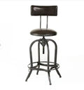 Upholstered Adjustable Height Swivel Barstool Brown Pu