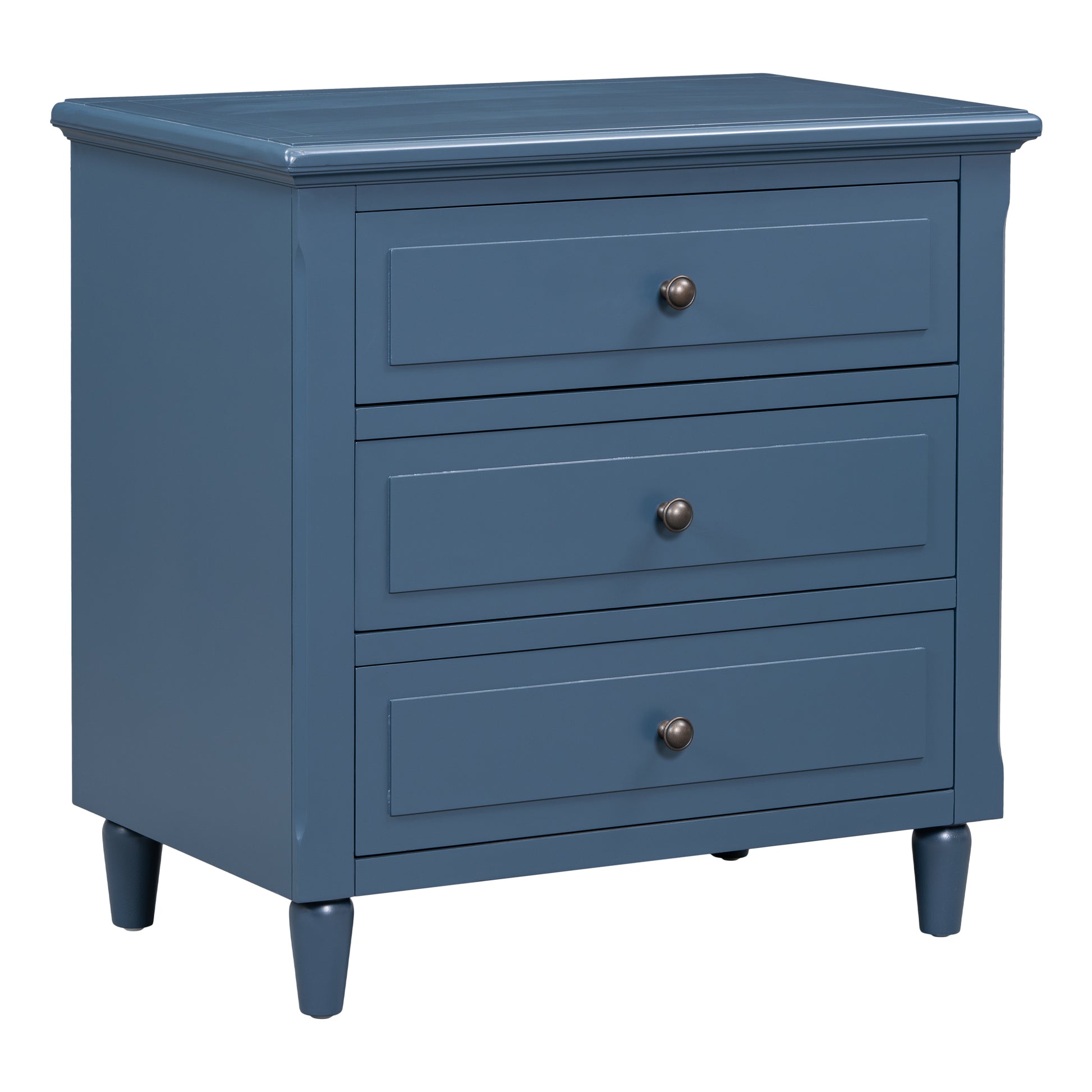 3 Drawer Nightstand Storage Wood Cabinet Blue 3 Drawers Mdf