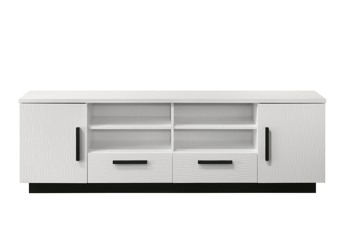 Matilda 70.5" White Finish Tv Stand With Drawers White Mdf