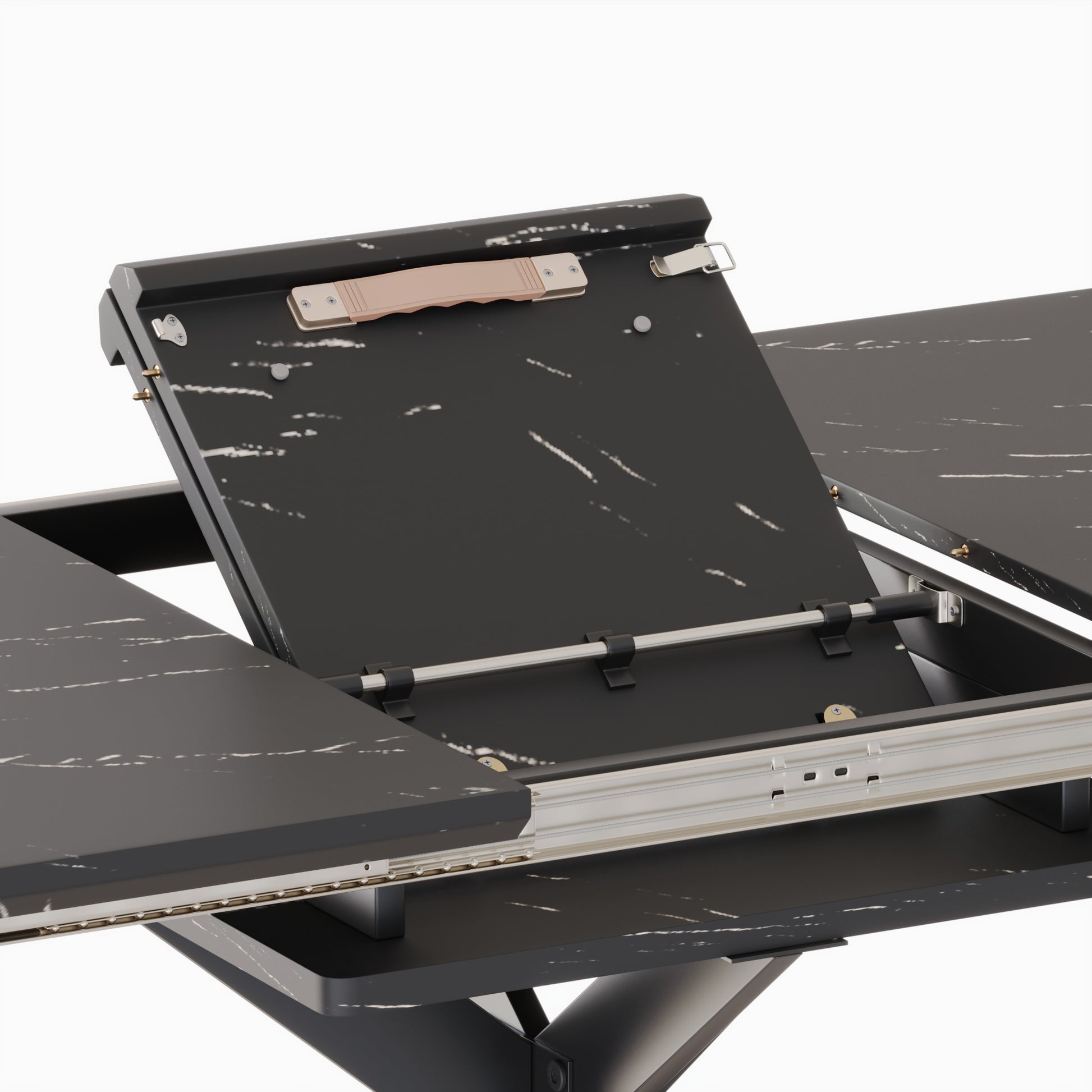 Extendable Dining Table Table Set For 6 8 Person For Dining Room,C Shaped Tube Soft Padded Armless Dining Chairs And Very Large Dining Room Table Kitchen Table Chair Set With Metal Legs Black Gray Mdf Metal