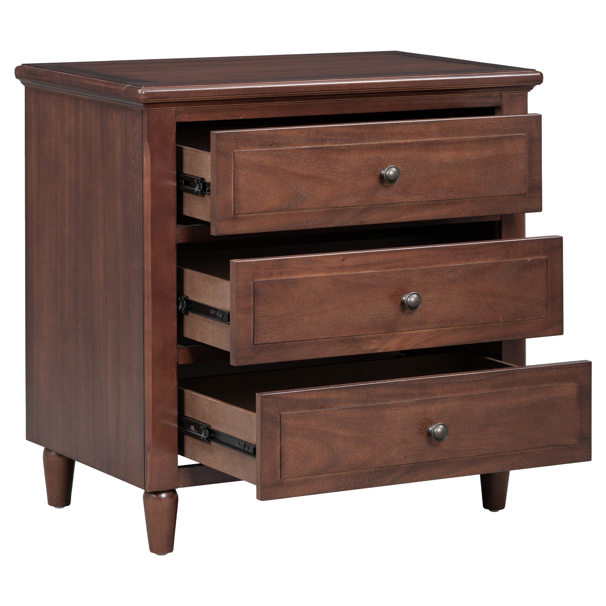 3 Drawer Nightstand Storage Wood Cabinet Brown 3 Drawers Mdf