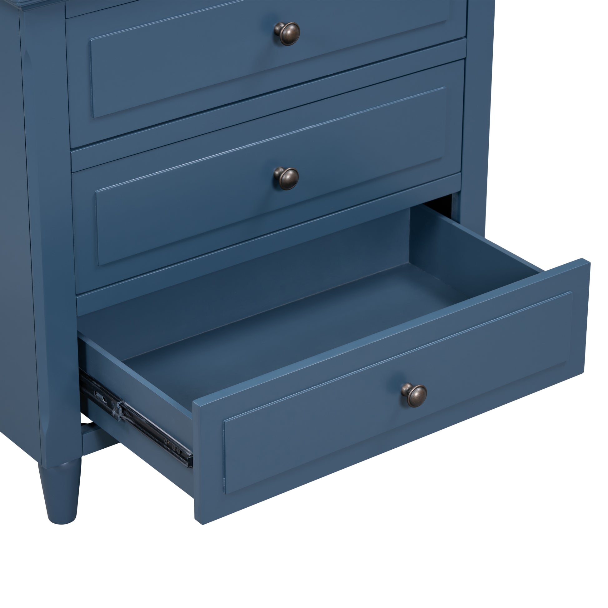 3 Drawer Nightstand Storage Wood Cabinet Blue 3 Drawers Mdf