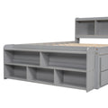 Full Bed With Bookcase Headboard, Under Bed Storage Drawers And Bed End Storage Case,Grey Full Grey American Design Pine