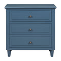 3 Drawer Nightstand Storage Wood Cabinet Blue 3 Drawers Mdf