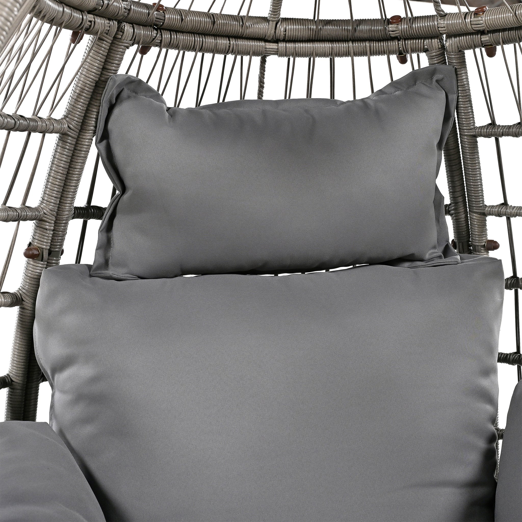 Outdoor Swivel Chair with Cushions, Rattan Egg grey-wicker