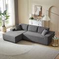Sectional Couch Covers 2 Pcs L Shape Sectional Sofa Corduroy Couches For Living Room, Bedroom, Salon, 2 Pc Free Combinationincluding Bottom Frame . Grey Gray Corduroy 3 Seat