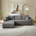Sectional Couch Covers 2 Pcs L Shape Sectional Sofa Corduroy Couches For Living Room, Bedroom, Salon, 2 Pc Free Combinationincluding Bottom Frame . Grey Gray Corduroy 3 Seat