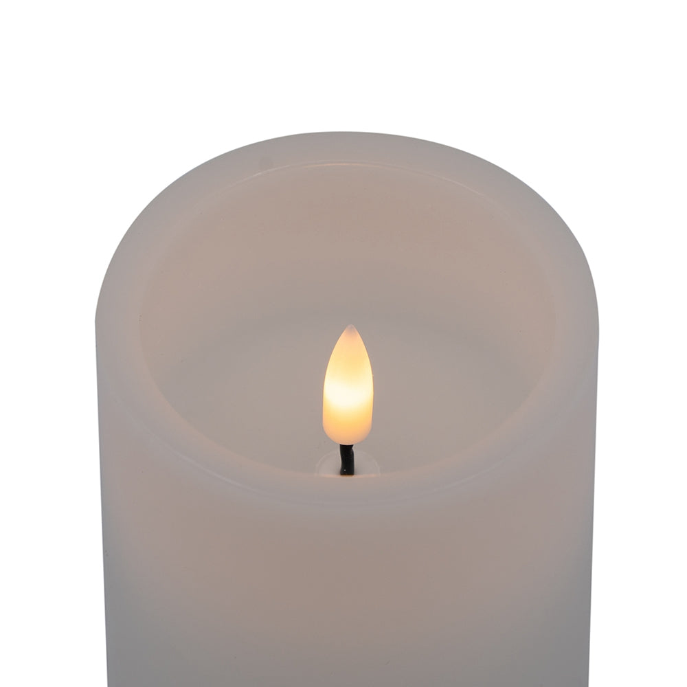 Set Of 3 White Led Candles With Remote Timer, L:D3X6" M:D3X5" S:D3X4" White Classic Plastic