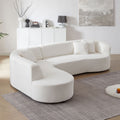 Modular Sectional Sofa With Left Chaises L Shaped Corner Comfy Upholstered Couch Living Room Furniture Sets.White White Boucle