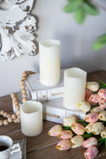 Set Of 3 Ivory Led Candles With Remote Timer, L:D3X6