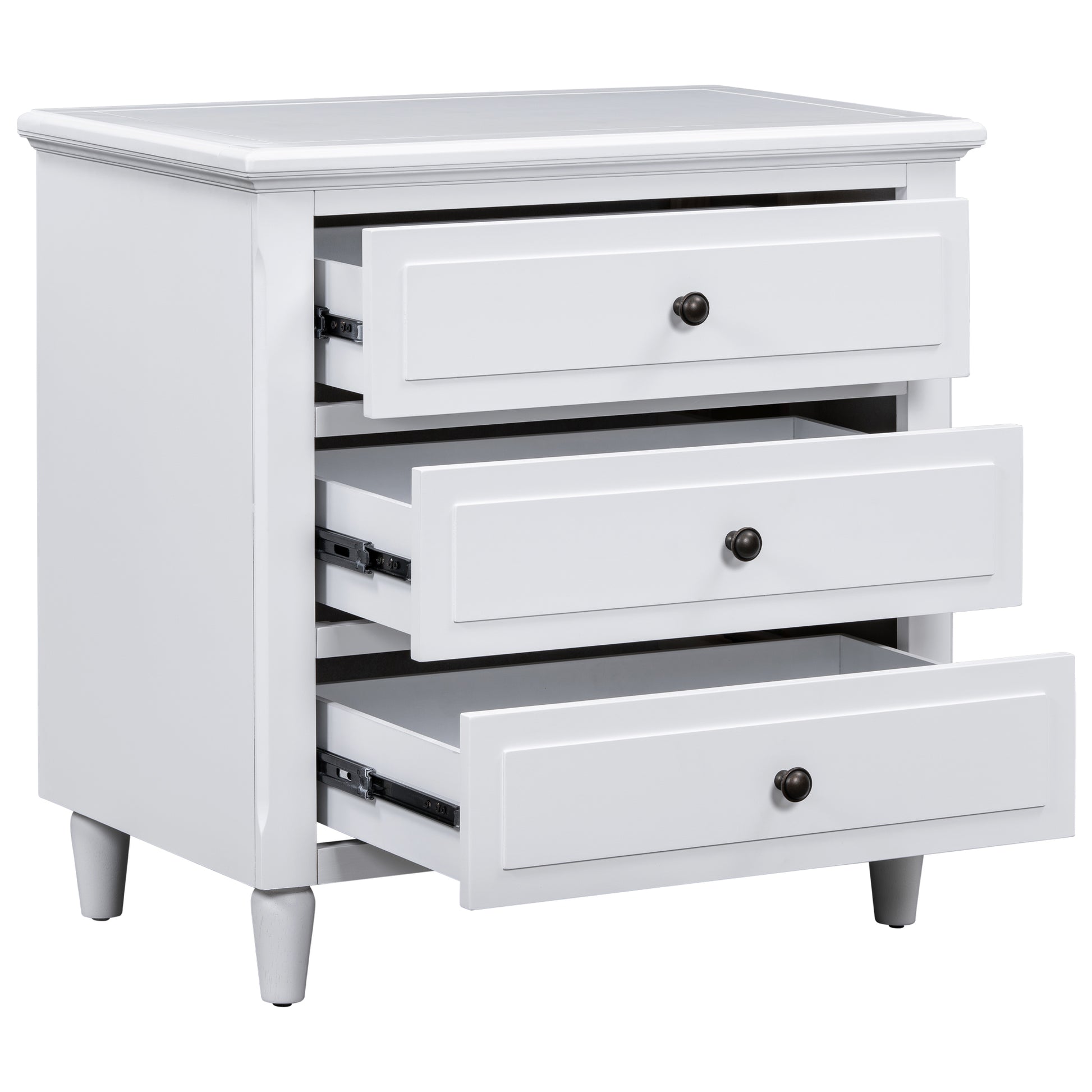 3 Drawer Nightstand Storage Wood Cabinet As Same As Wf297663Aak White 3 Drawers Mdf