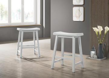 Set Of 2 Alonzo White Backless Ergonomic 17.5" Counter Height Stool White Wood