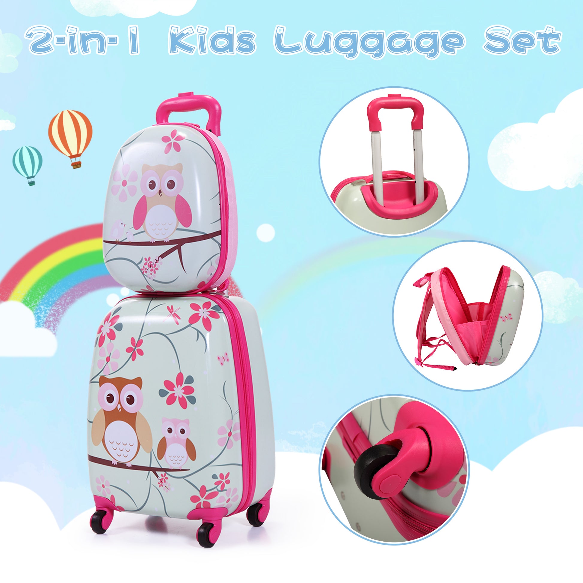 2 Pcs Kids Luggage Set, 12 2 Pcs Kids Luggage Set, 12