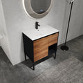 30 Inch Freestanding Bathroom Vanity With Gel Sink, Soft Closing Door And 2 3 Soft Closing Drawers 1 Brown Ebony 1 Bathroom Freestanding Modern Plywood