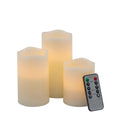 Set Of 3 Ivory Led Candles With Remote Timer, L:D3X6