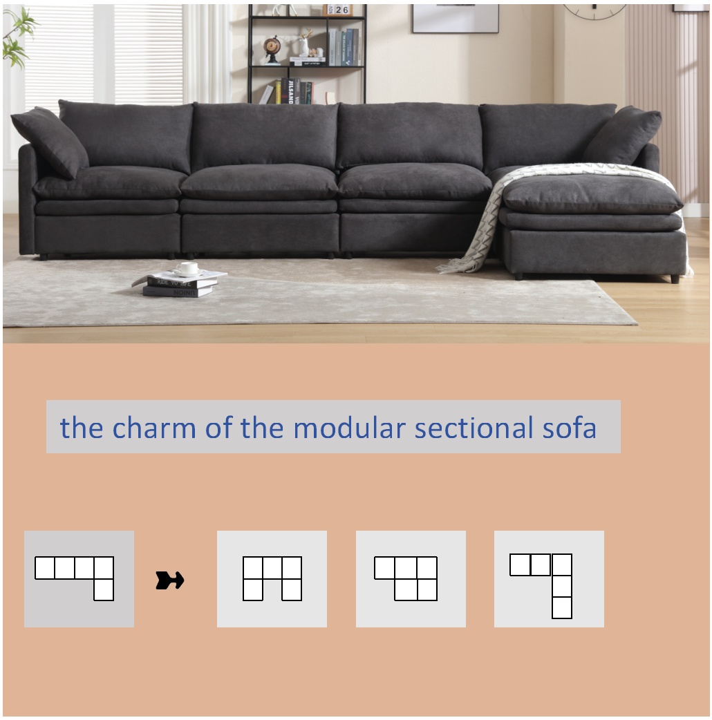 Modern U Shaped Sectional Sofa ,5 Seat Upholstered Sofa Furniture,Sleeper Sofa Couch With Chaise Lounge For Living Room,Apartment,Dark Gray,Polyester Dark Gray Polyester Wood Primary Living Space Medium Soft Cushion Back Modern Pillow Top Arms Polyester