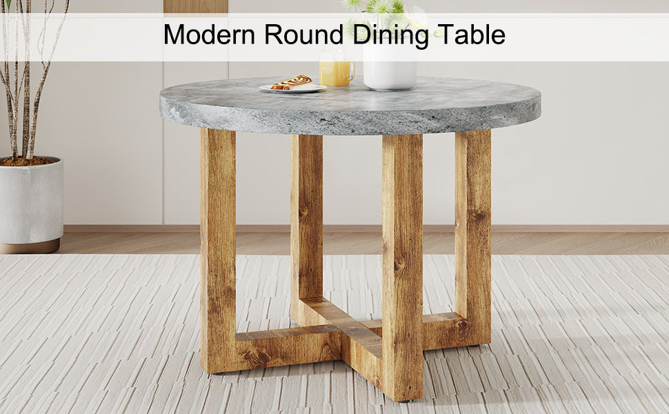 A Modern And Practical Circular Dining Table. Made Of Mdf Tabletop And Wooden Mdf Table Legs. Suitable For Living Room And Bedroom. 42 Inches * 42 Inches * 30 Inches Natural Wood Mdf