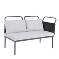 5 Piece Modern Patio Sectional Sofa Set Outdoor Woven Rope Furniture Set With Glass Table And Cushions, Black Gray Yes Sectional Grey Black Weather Resistant Frame Water Resistant Cushion Garden & Outdoor Modern Sectional Seating Groups Foam Woven Rope