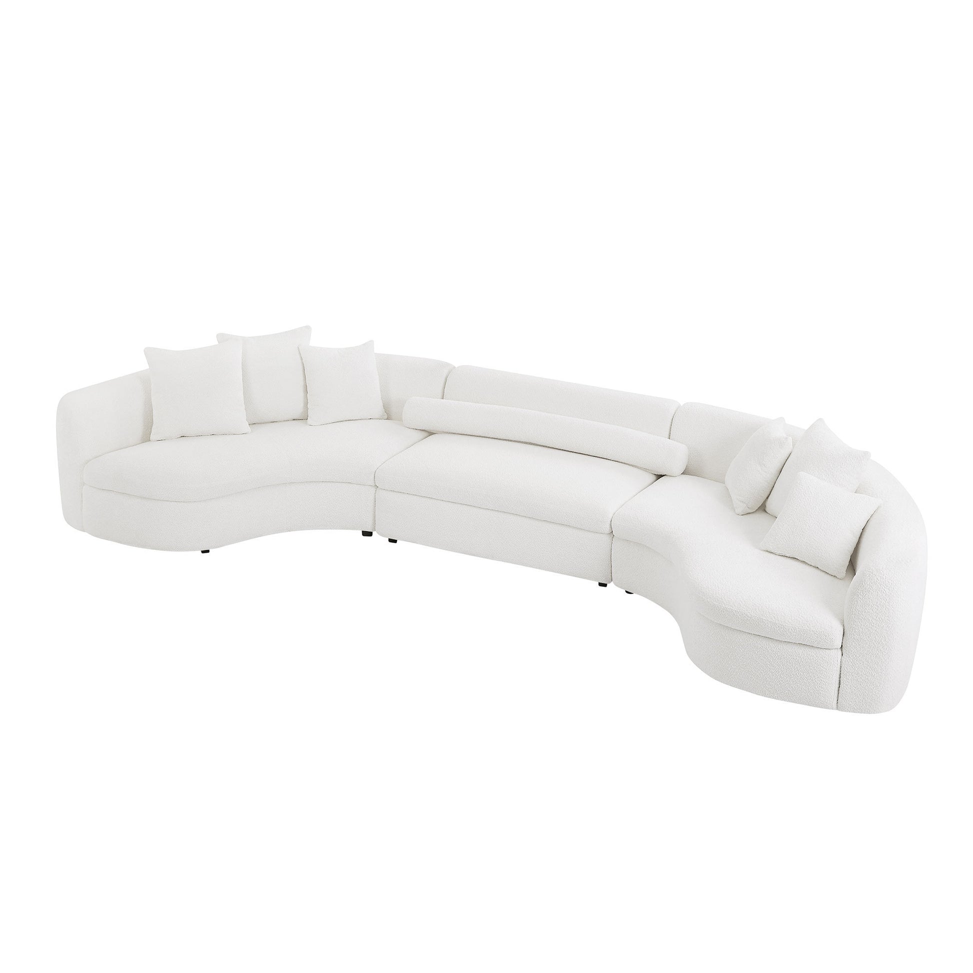 Oversized Modern 3 Pieces Upholstered Sofa Ultimate Comfort 6 8 Seater Couches For Living Room, Office White White Boucle 6 Seat