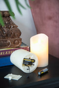Set Of 3 Flickering Ivory Led Candles With Remote Timer, L:D3X6
