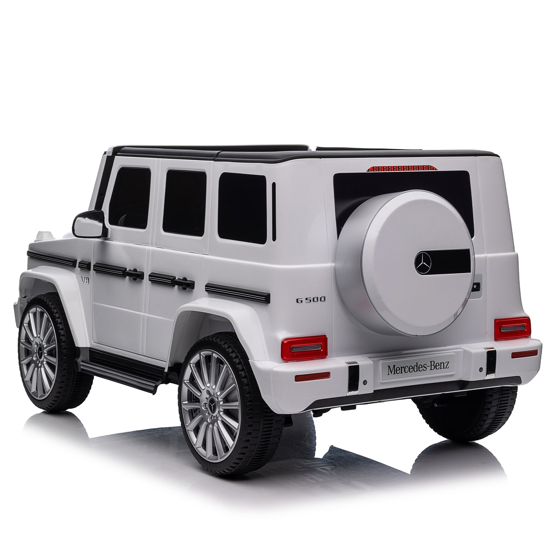 Licensed Mercedes Benz G500,24V Kids Ride On Toy 2.4G W Parents Remote Control,Electric Car For Kids,Three Speed Adjustable,Power Display, Usb,Mp3 ,Bluetooth,Led Light,Three Point Safety Belt White Plastic