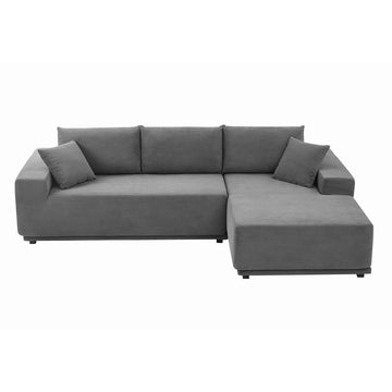 L Shape Sectional Sofa Corduroy Couches Modular Sectional Living Room Sofa Set Upholstered Sleeper Sofa For Living Room, Bedroom, Salon, Including Bottom Frame .Grey Gray Corduroy 3 Seat