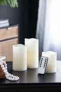 Set Of 3 Ivory Led Candles With Remote Timer, L:D3X6