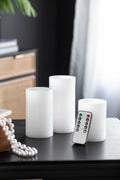 Set Of 3 White Led Candles With Remote Timer, L:D3X6