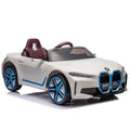 Licensed Bmw I4,12V Kids Ride On Car 2.4G W Parents Remote Control,Electric Car For Kids,Three Speed Adjustable,Power Display, Usb,Mp3 ,Bluetooth,Led Light,Two Point Safety Belt,Story White Plastic Indoor & Outdoor Use