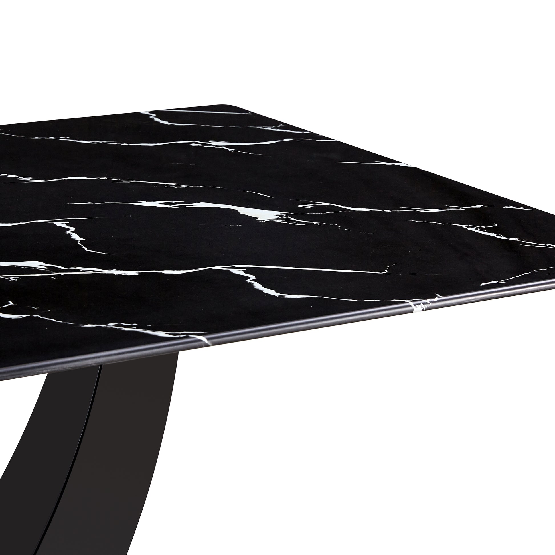 Modern Minimalist And Luxurious Black Imitation Marble Texture Dining Table Rectangular Office Desk.Game Desk .Desk.For Dining Room, Living Room, Terrace, Kitchen F 907 Black Mdf Glass