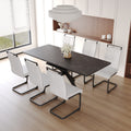 Extendable Dining Table Table Set For 6 8 Person For Dining Room,C Shaped Tube Soft Padded Armless Dining Chairs And Very Elarge Dining Room Table Kitchen Table Chair Set With Metal Legs Black White Mdf Metal