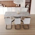 Scalable Dining Table Table Set For 6 8 Person For Dining Room,C Shaped Tube Soft Padded Armless Dining Chairs And Very Large Dining Room Table Kitchen Table Chair Set With Metal Legs Grey White Mdf Metal