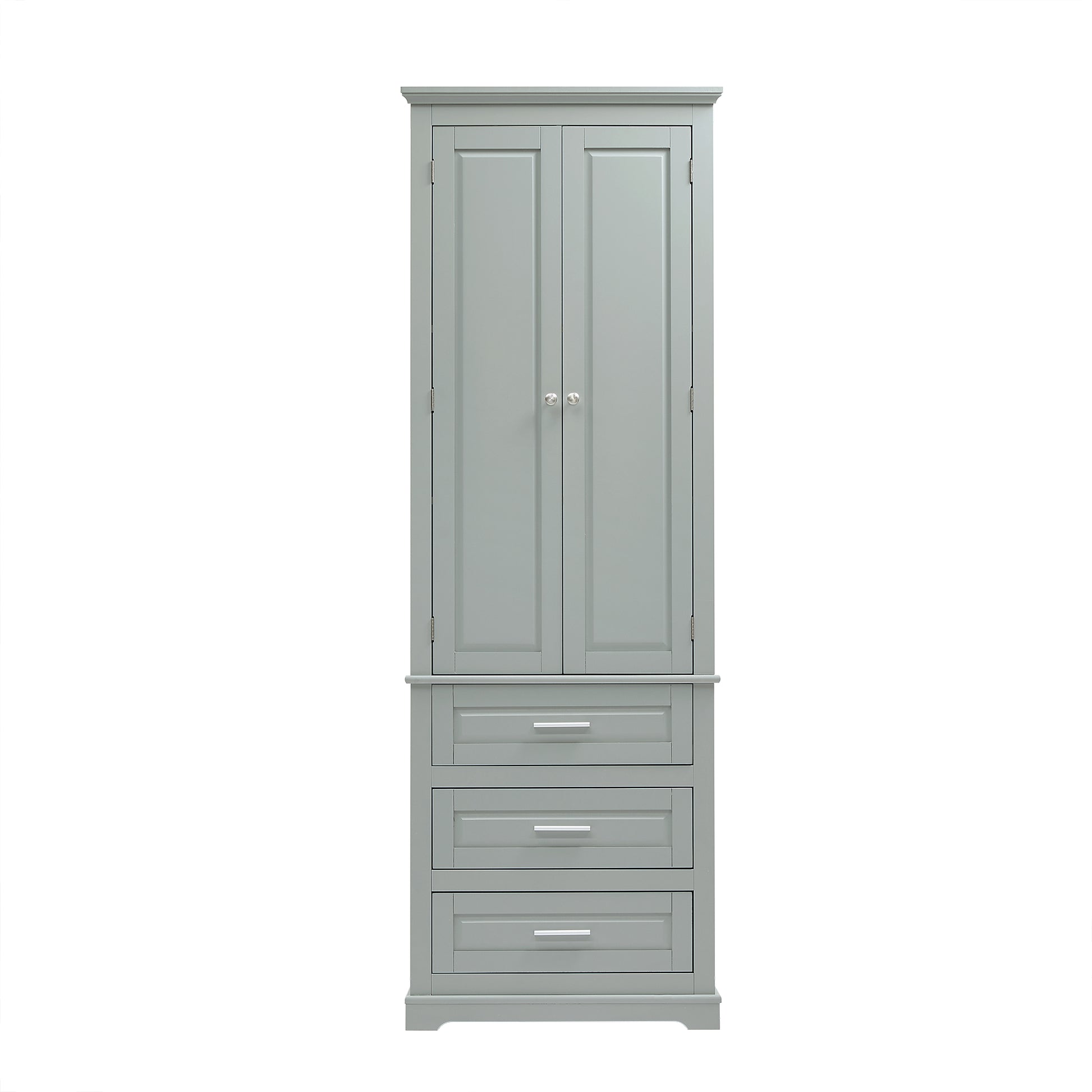 Tall Storage Cabinet With Three Drawers For Bathroom Office, Grey Grey Mdf