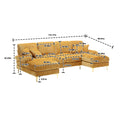 United Modern Large Chenille Fabric U Shape Sectional Sofa Yellow Chenille