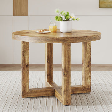 A Modern And Practical Circular Dining Table. Made Of Mdf Tabletop And Wooden Mdf Table Legs. Suitable For Living Room And Bedroom. 42 Inches * 42 Inches * 30 Inches Natural Wood Mdf