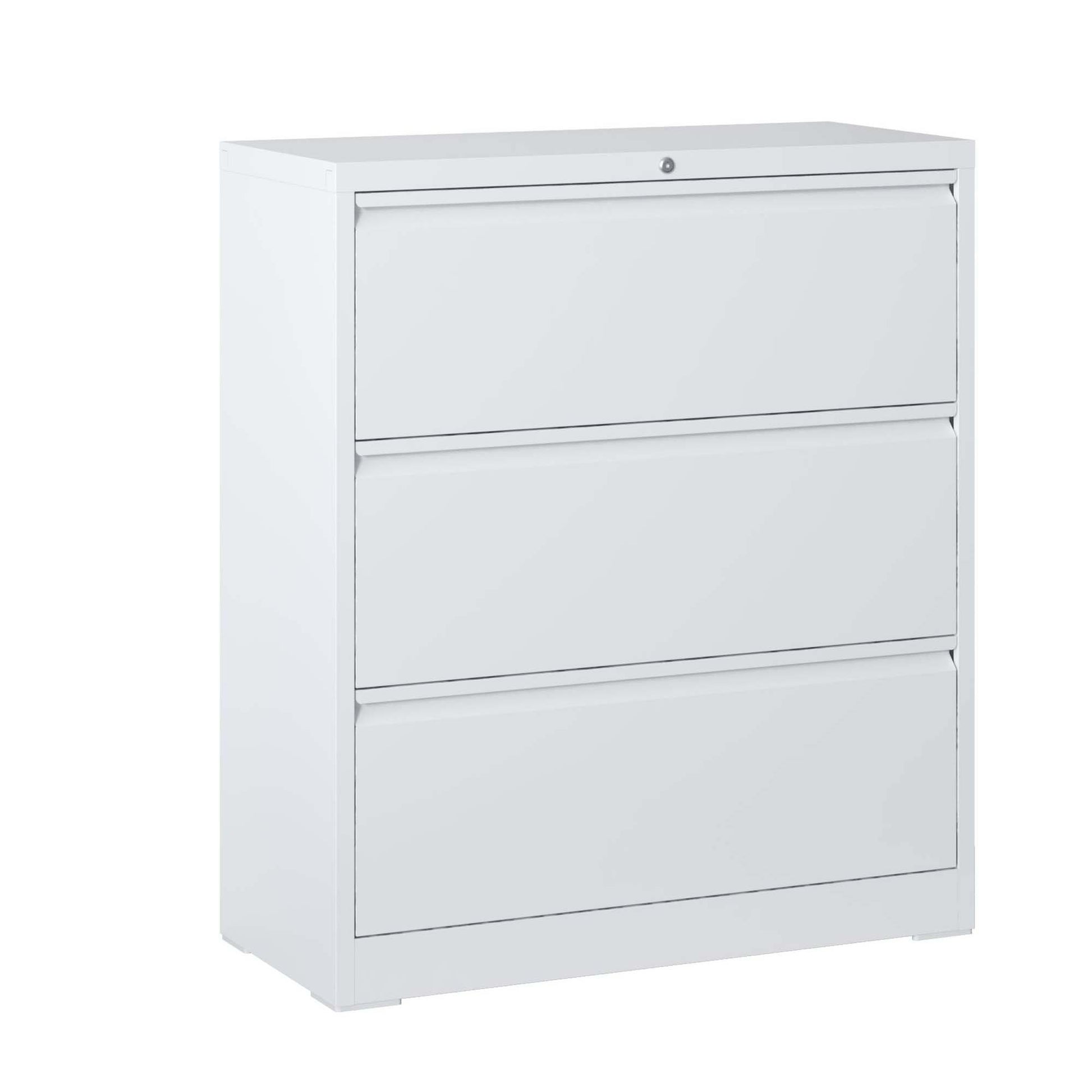 Lateral File Cabinet 3 Drawer, White Filing Cabinet With Lock, Lockable File Cabinet For Home Office, Locking Metal File Cabinet For Legal Letter A4 F4 Size Filing Cabinets 3 4 Drawers White Office Drawers Included Modern Metal Metal