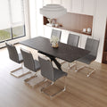 Extendable Dining Table Table Set for 6 8 Person for black+ gray-mdf+metal