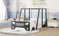 Twin Size Car Shaped Bed With Roof,Wooden Twin Floor Bed With Wheels And Door Design,Montessori Inspired Bedroom,Black Twin Black American Design Pine