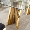 Tempered Glass Top Dining Table With Gold Mirror Finish Stainless Steel Base Gold Tempered Glass