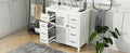 36 Inch Modern Bathroom Vanity Cabinet With Multifunctional Storage Space 5 Drawers And 1 Door White Solid Wood Mdf Resin