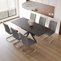 Extendable Dining Table Table Set for 6 8 Person for black+ gray-mdf+metal