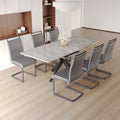 Scalable Dining Table Table Set For 6 8 Person For Dining Room,C Shaped Tube Soft Padded Armless Dining Chairs And Very Large Dining Room Table Kitchen Table Chair Set With Metal Legs Grey Mdf Metal