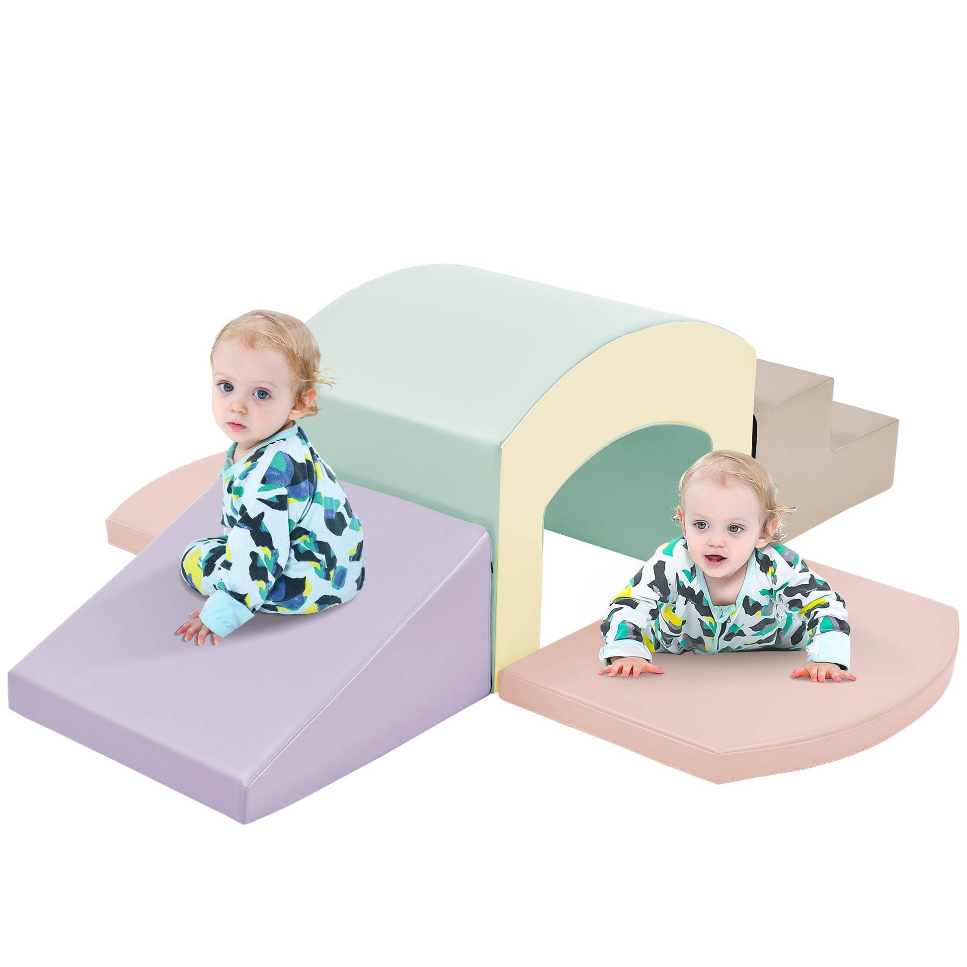 Soft Foam Playset For Toddlers, Safe Softzone Single Tunnel Foam Climber For Kids, Lightweight Indoor Active Play Structure With Slide Stairs And Ramp For Beginner Toddler Climb And Crawl Colorful Foam
