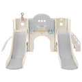 Kids Slide Playset Structure 7 In 1, Freestanding Space Set With Slide, Arch Tunnel, Ring Toss And Basketball Hoop,Double Slides For Toddlers, Kids Climbers Playground Grey White Hdpe