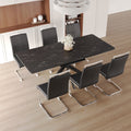 extensible Dining Table Table Set for 6 8 Person for black-mdf+metal