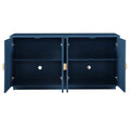 Modern Functional Large Storage Space Sideboard With Wooden Triangular Handles And Adjustable Shelves For Living Room And Dining Room Navy Blue Navy Blue Mdf