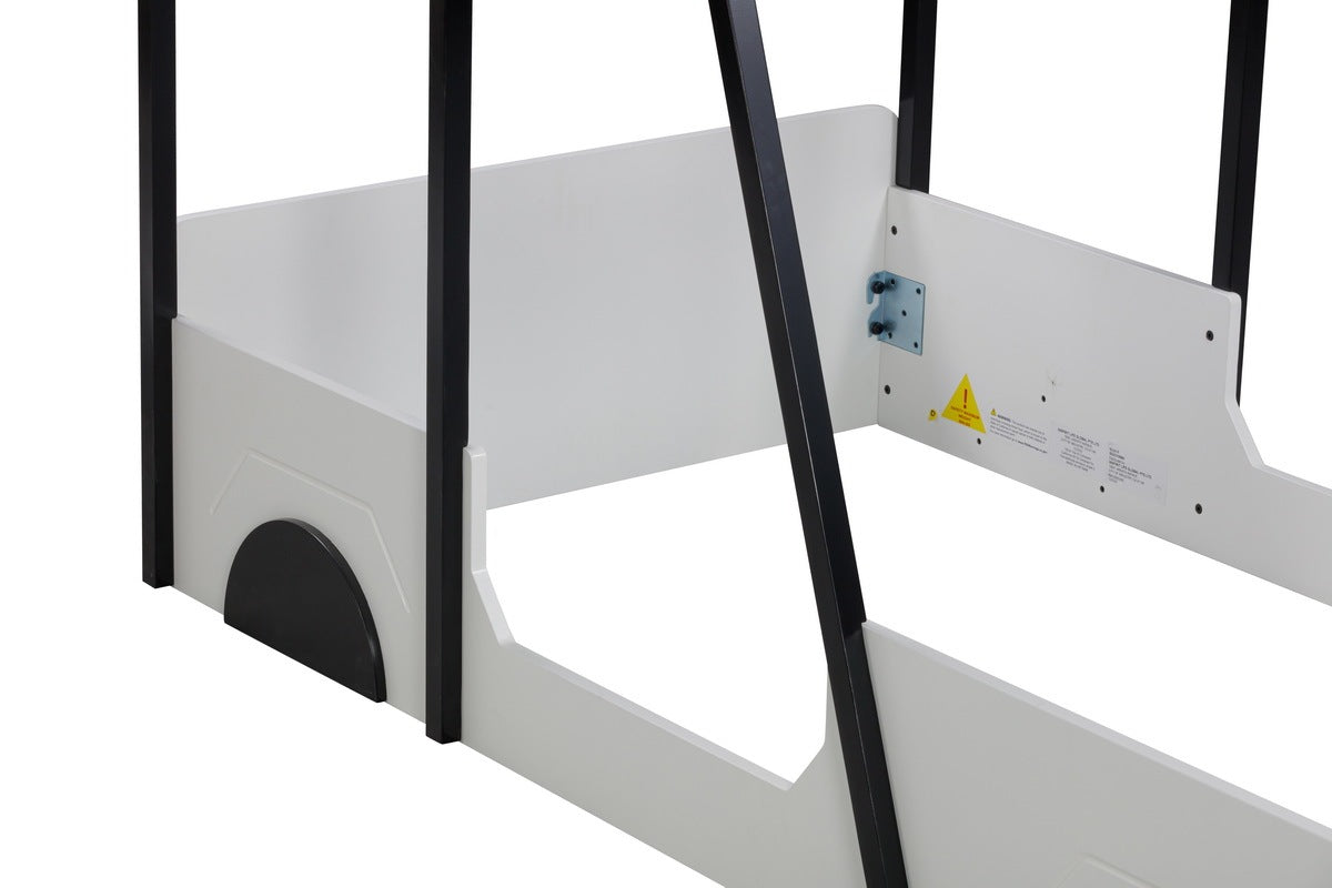 Twin Size Car Shaped Bed With Roof,Wooden Twin Floor Bed With Wheels And Door Design,Montessori Inspired Bedroom,Black Twin Black American Design Pine