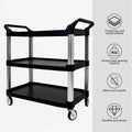 Three Layer Thickened Plastic Mobile Tool Cart Black Polypropylene