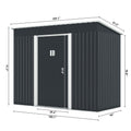 4.2 X 9.1 Ft Outdoor Storage Shed, Metal Tool Shed With Lockable Doors Vents, Utility Garden Shed For Patio Lawn Backyard, Dark Gray Dark Gray Metal